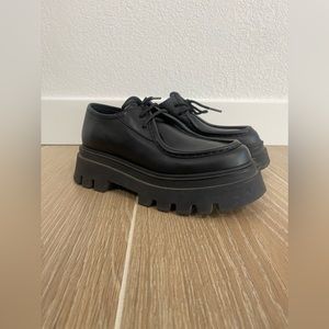 ALOHAS Tycoon Lug Sole Black Leather Loafers Sz 39